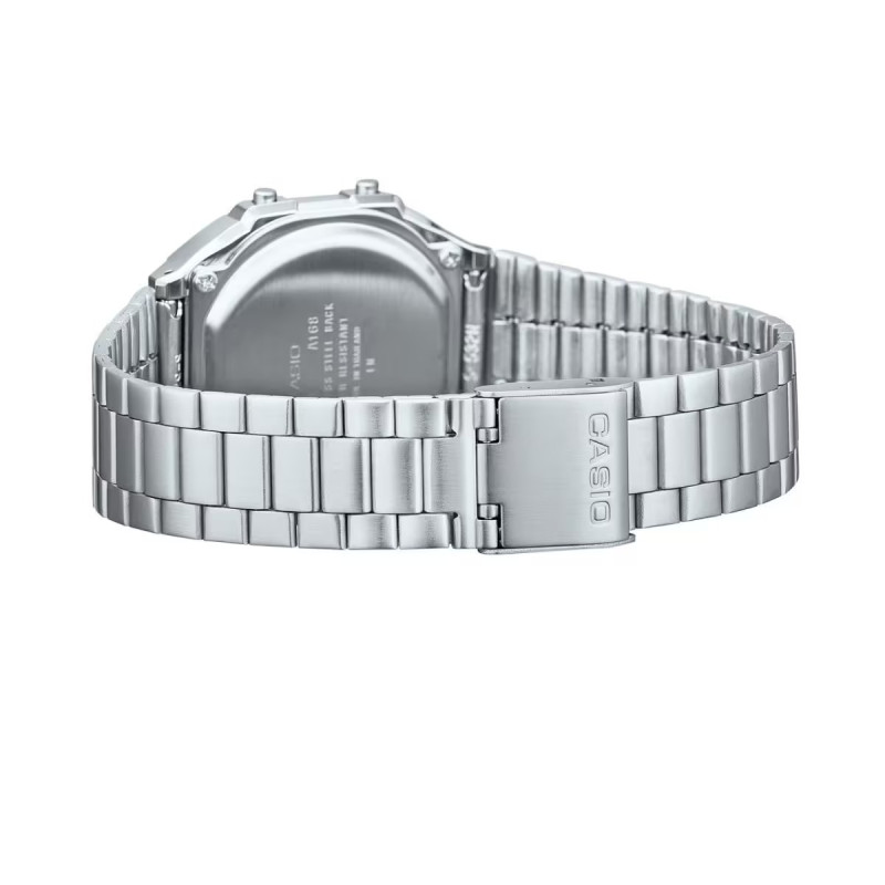 Montre digitale Casio collection Vintage bracelet acier argenté