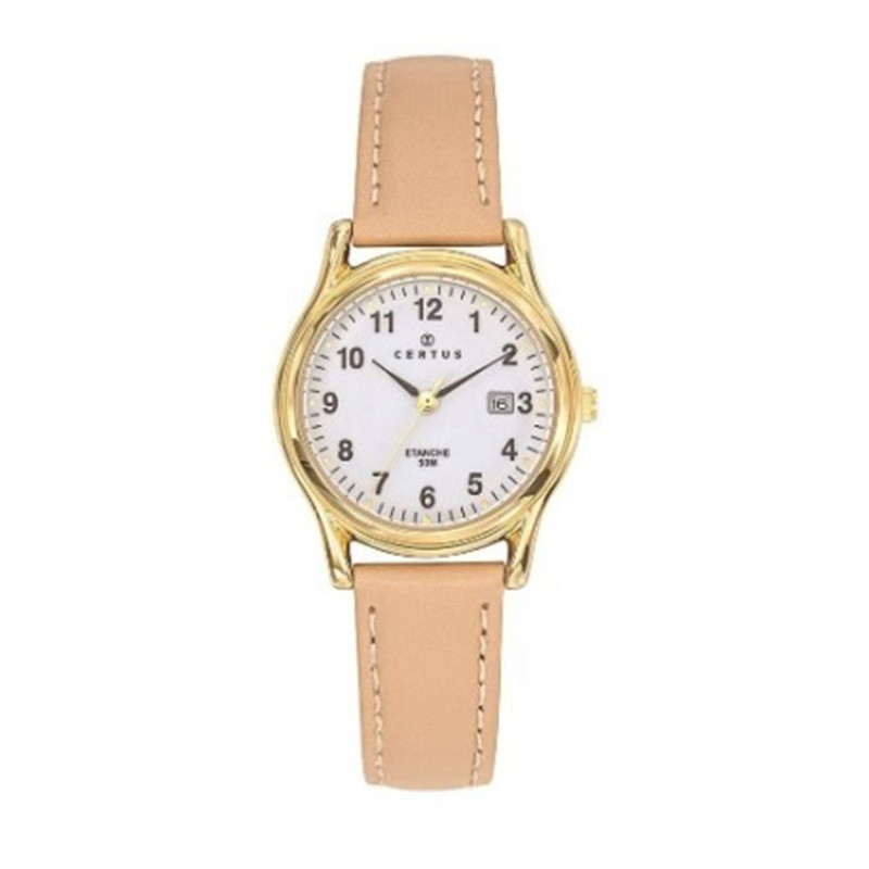 Montre analogique Certus bracelet cuir beige