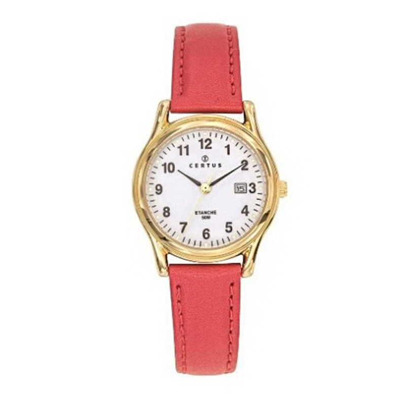 Montre analogique Certus bracelet cuir rouge
