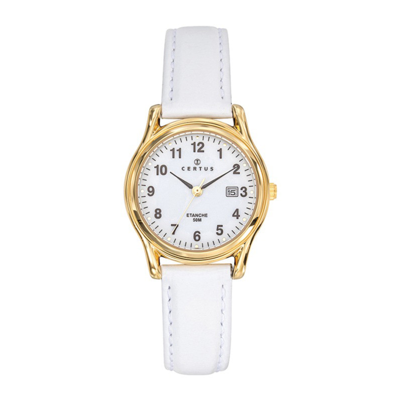 Montre analogique Certus bracelet cuir blanc