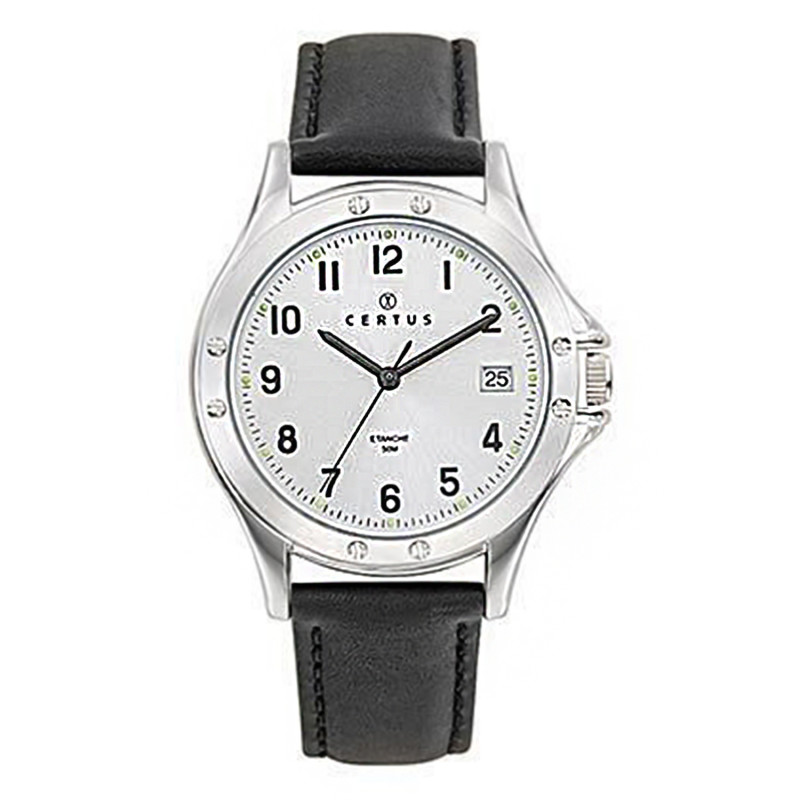 Montre analogique Certus bracelet cuir noir