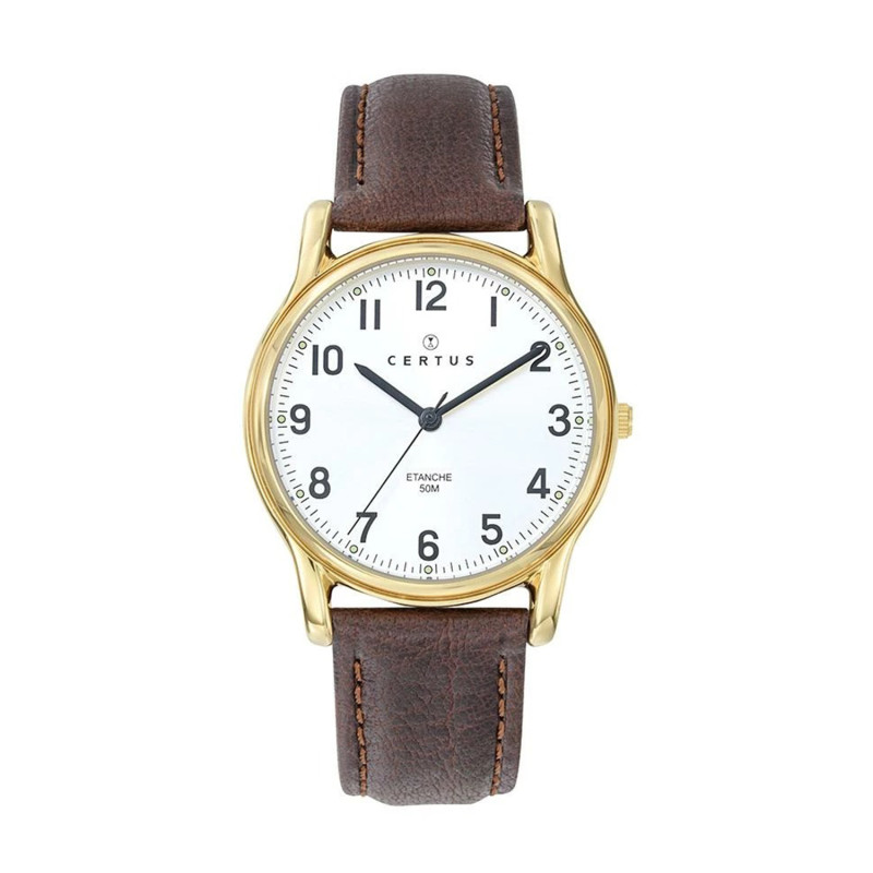 Montre analogique Certus bracelet cuir marron