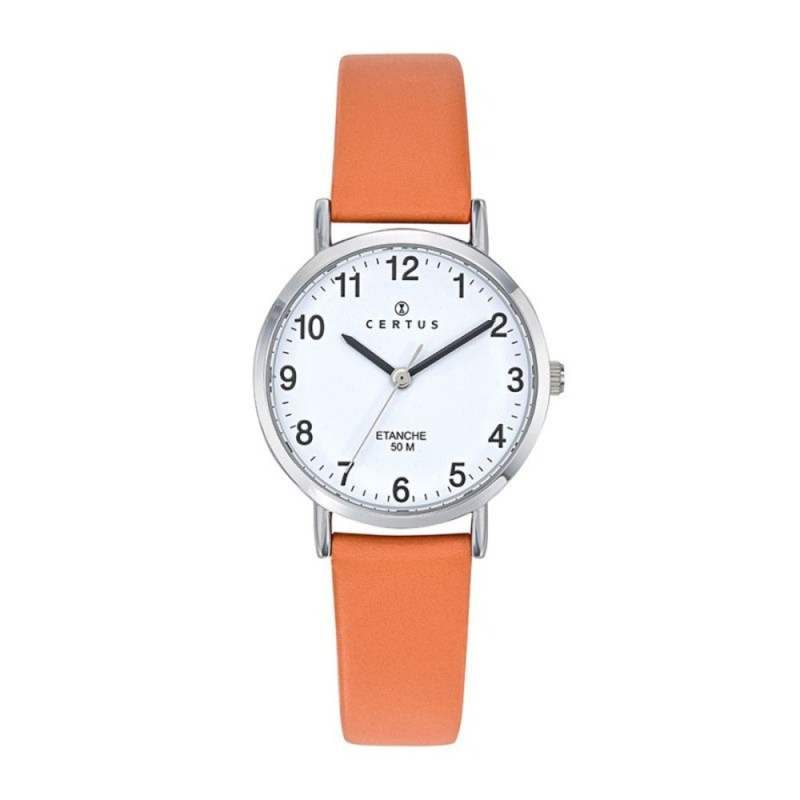 Montre analogique Certus bracelet cuir orange