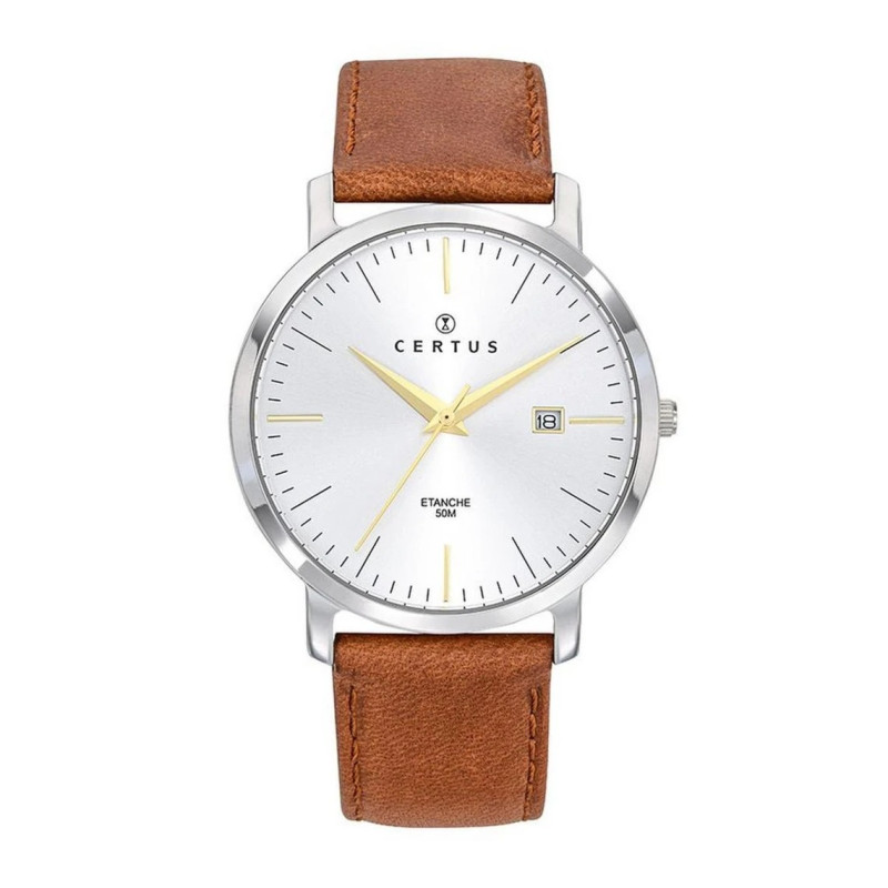 Montre analogique Certus bracelet cuir marron