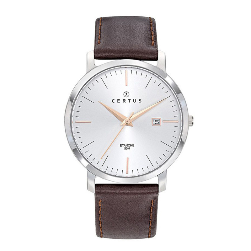 Montre analogique Certus bracelet cuir marron