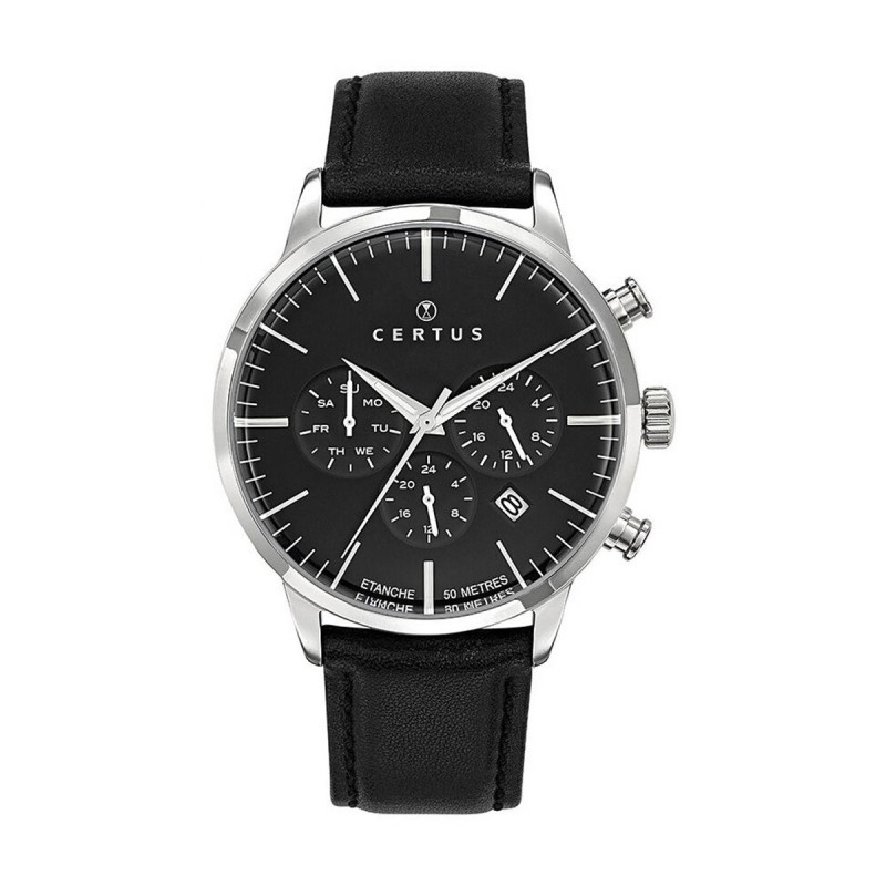 Montre analogique Certus bracelet cuir noir