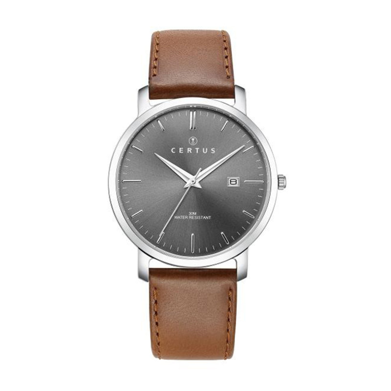 Montre analogique Certus bracelet cuir marron