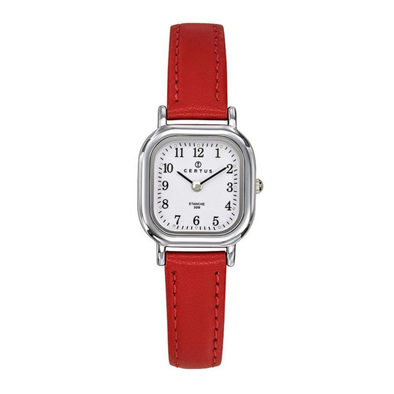 Montre analogique Certus bracelet cuir rouge