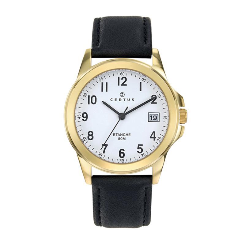 Montre analogique Certus bracelet cuir noir