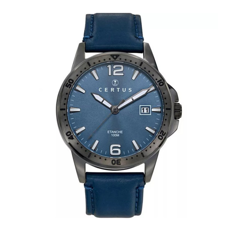 Montre analogique Certus bracelet cuir bleu
