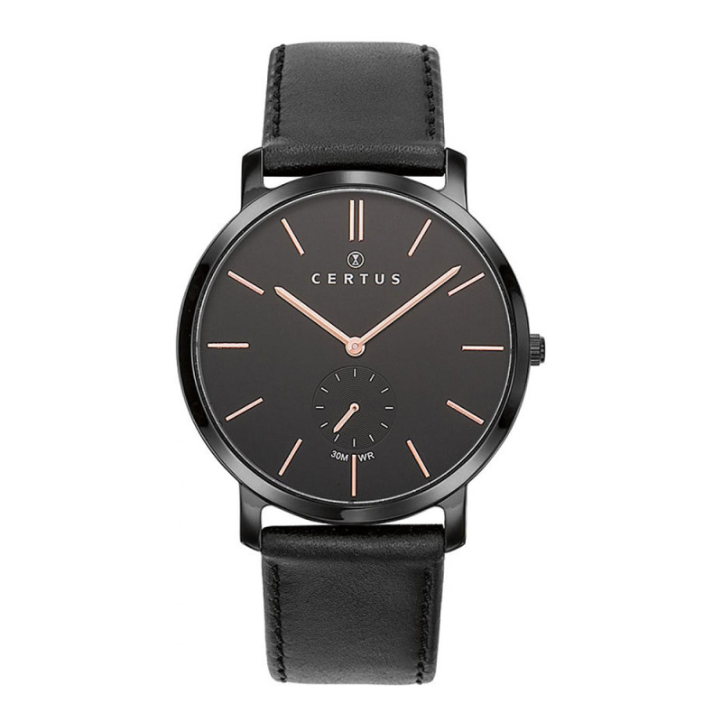 Montre analogique Certus bracelet cuir noir