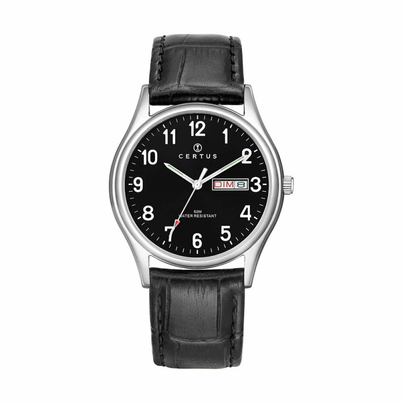 Montre analogique Certus bracelet cuir noir