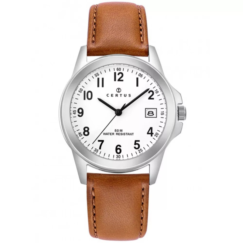 Montre analogique Certus bracelet cuir marron