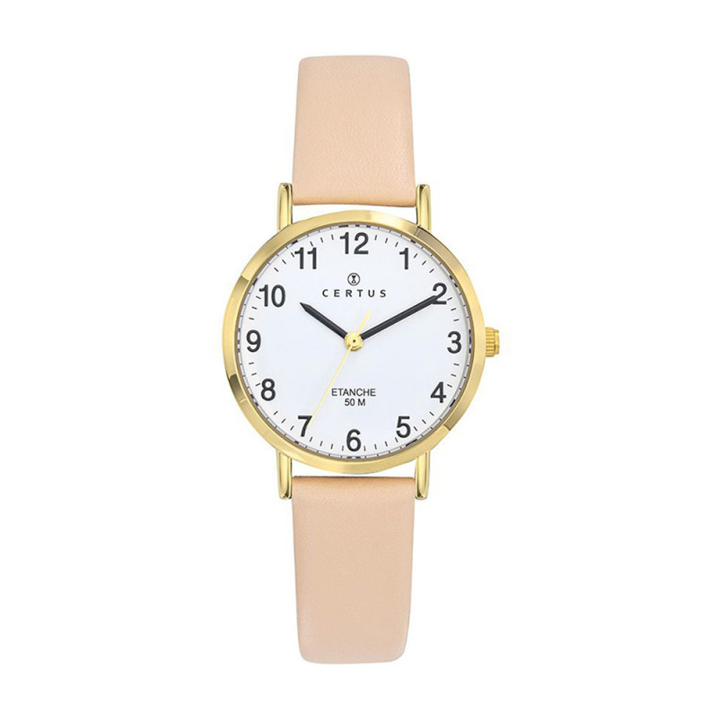 Montre analogique Certus bracelet cuir beige