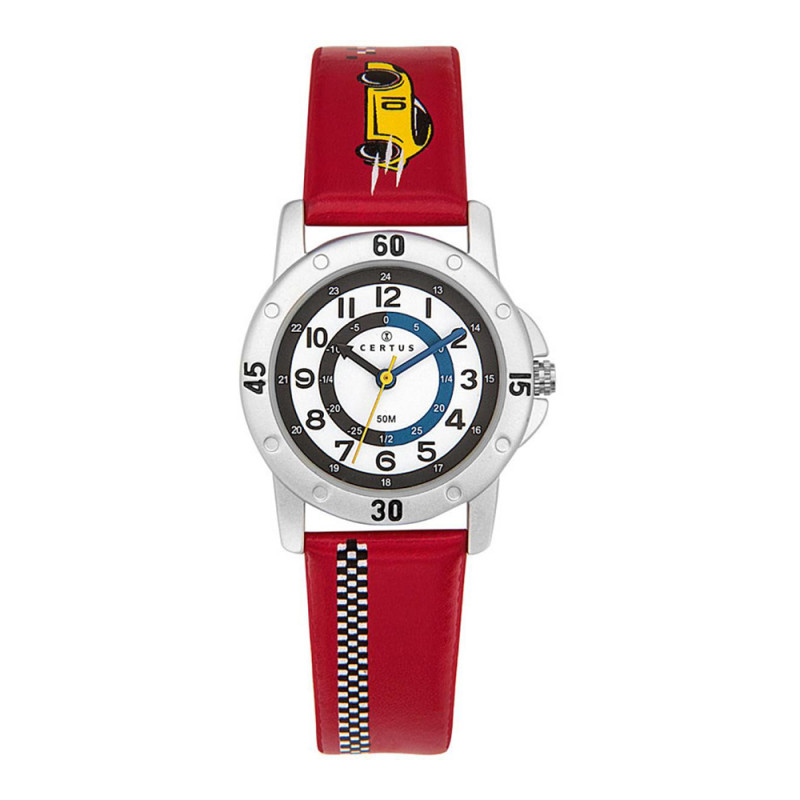 Montre analogique Certus Junior voiture bracelet cuir rouge