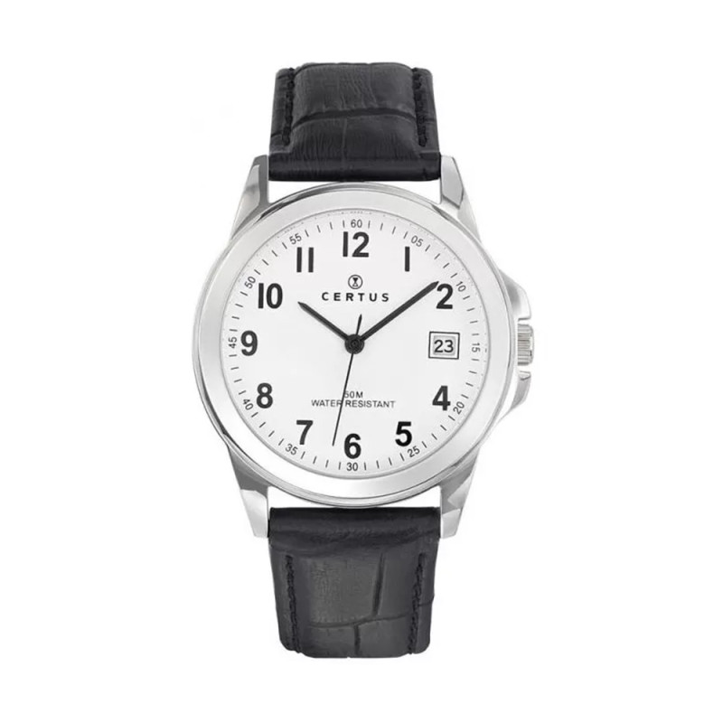 Montre analogique CERTUS bracelet cuir noir