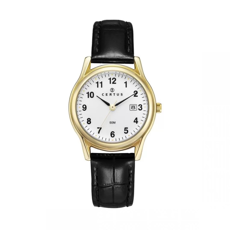 Montre analogique Certus bracelet cuir noir