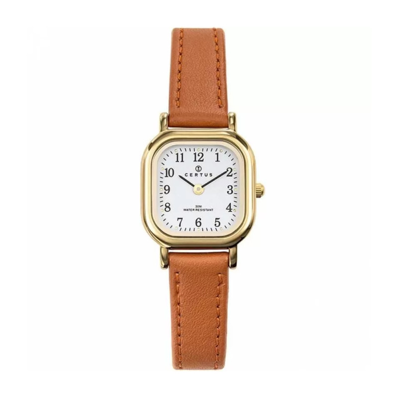 Montre analogique Certus bracelet bracelet cuir marron