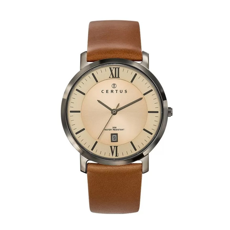 Montre analogique Certus bracelet cuir marron