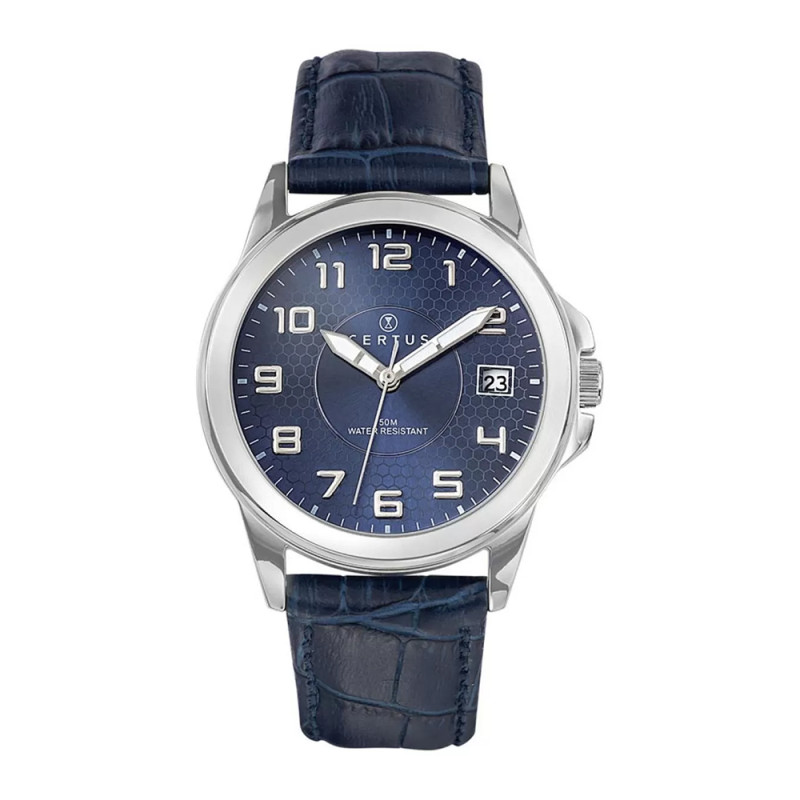 Montre analogique Certus bracelet cuir bleu