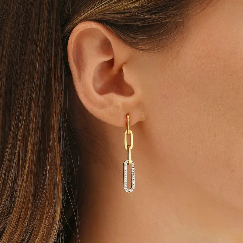 Boucles d'oreilles pendantes Charles Garnier argent bicolore