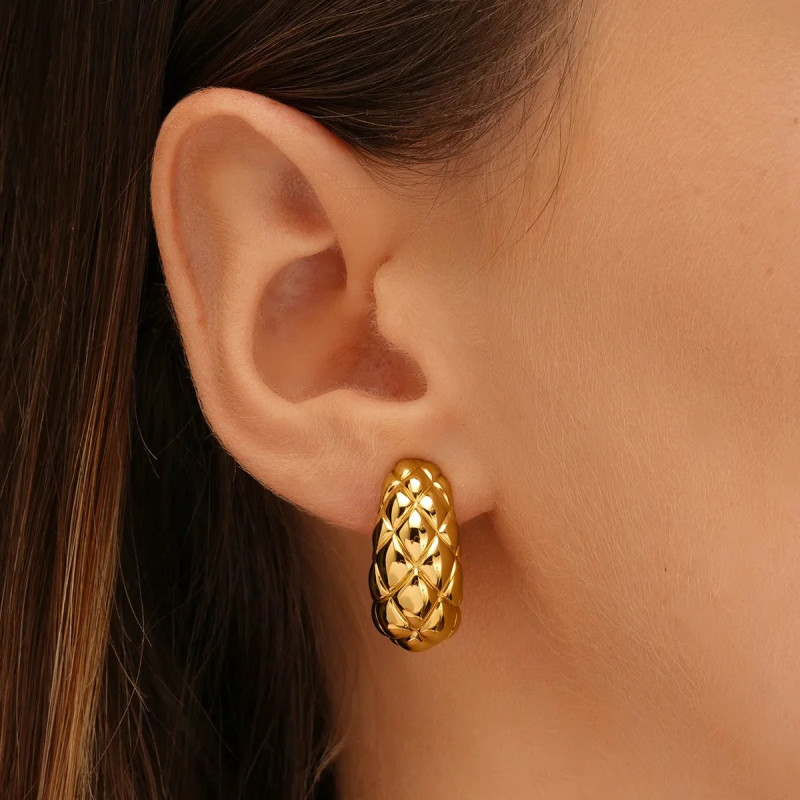 Boucles d'oreilles demi-créoles CHARLES GARNIER goutte argent doré