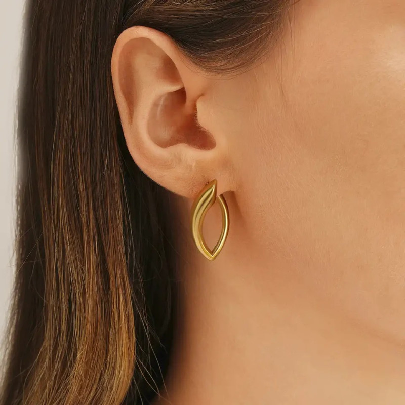 Boucles d'oreilles créoles CHARLES GARNIER stylisées argent doré