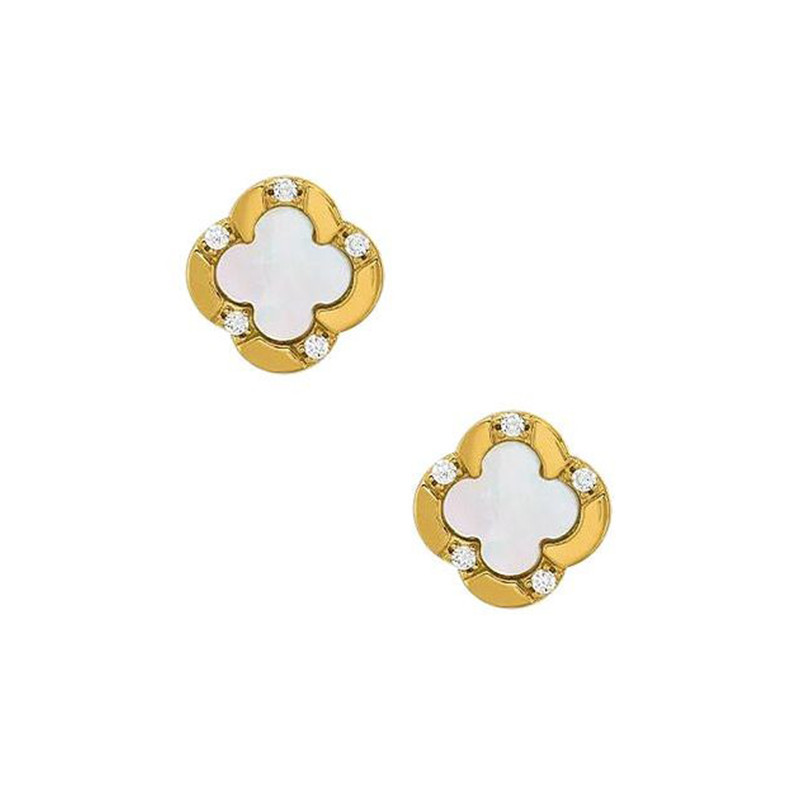 Boucles d'oreilles clous Charles Garnier collection Légende Trèfle argent doré