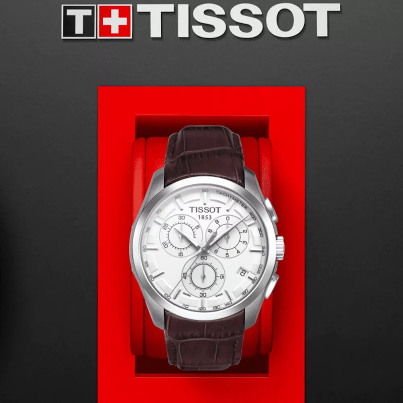 MONTRE ANALOGIQUE TISSOT COUTURIER CHRONOGRAPH bracelet en cuir marron