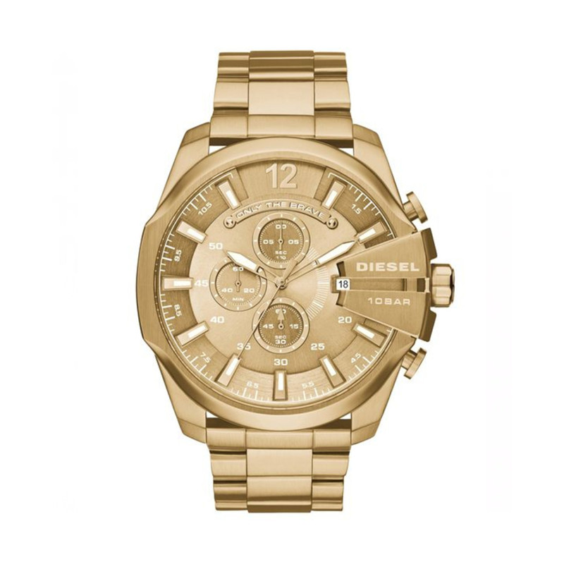 Montre analogique Diesel collection Mega Chief bracelet acier doré