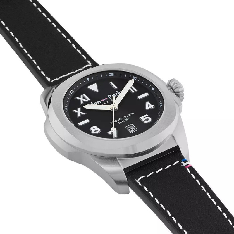 Montre analogique Eden Park collection French Flair Sport bracelet cuir noir