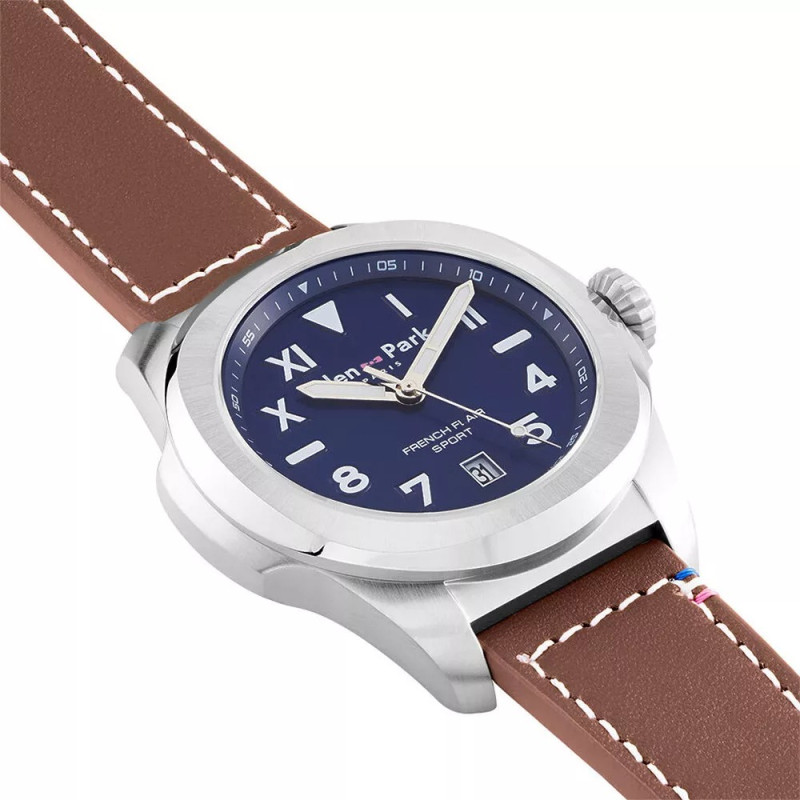 Montre analogique Eden Park collection French Flair Sport bracelet cuir marron