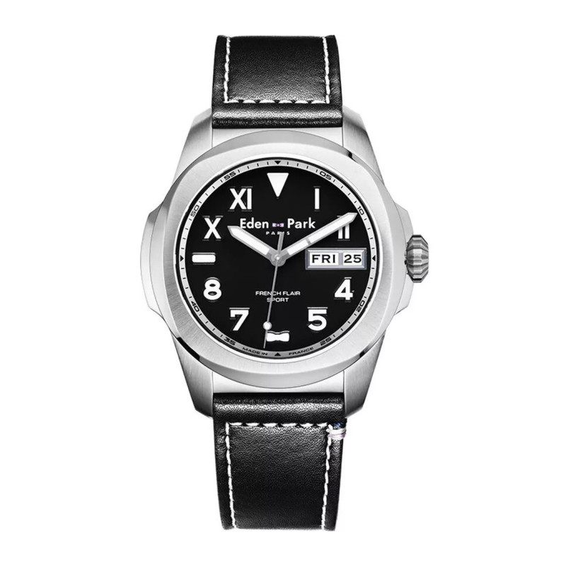Montre analogique Eden Park collection French Flair Sport bracelet cuir noir