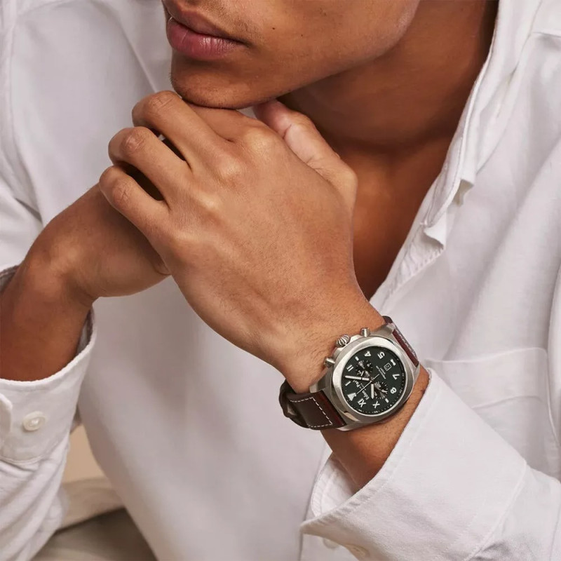 Montre analogique Eden Park collection French Flair Sport bracelet cuir marron