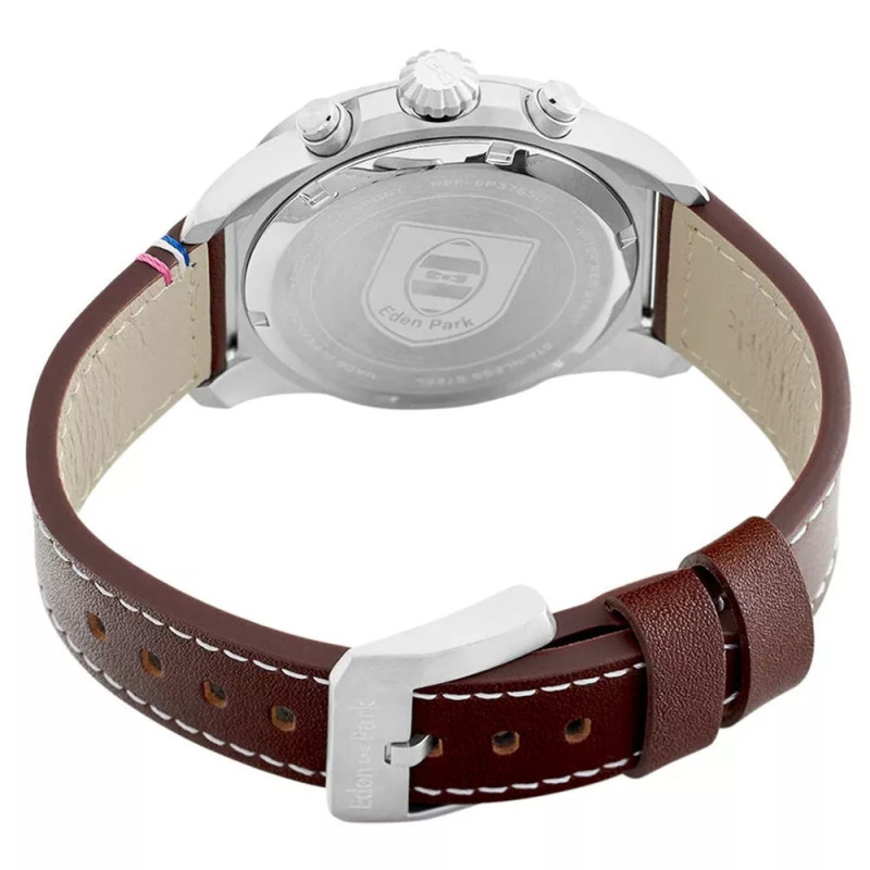 Montre analogique Eden Park collection French Flair Sport bracelet cuir marron