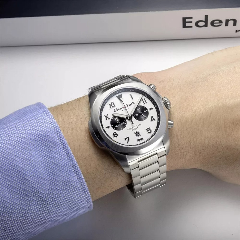 Montre analogique Eden Park collection French Flair Sport bracelet acier argenté
