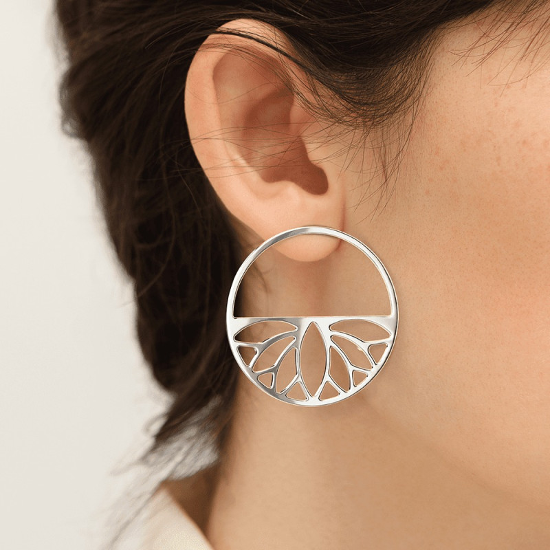 BOUCLES D'OREILLES LES GEORGETTES LAITON ARGENTÉ 43 MM