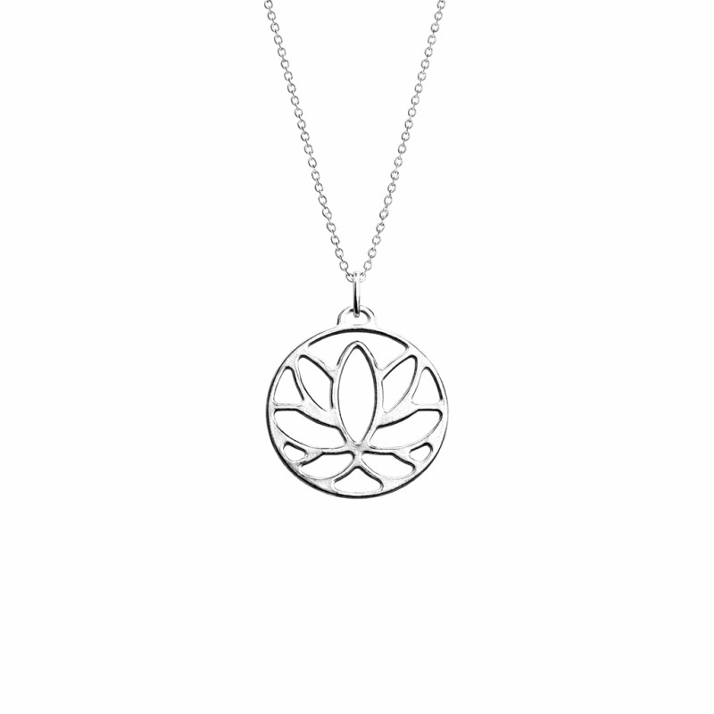 COLLIER LES GEORGETTES LOTUS LAITON ARGENTÉ 25MM