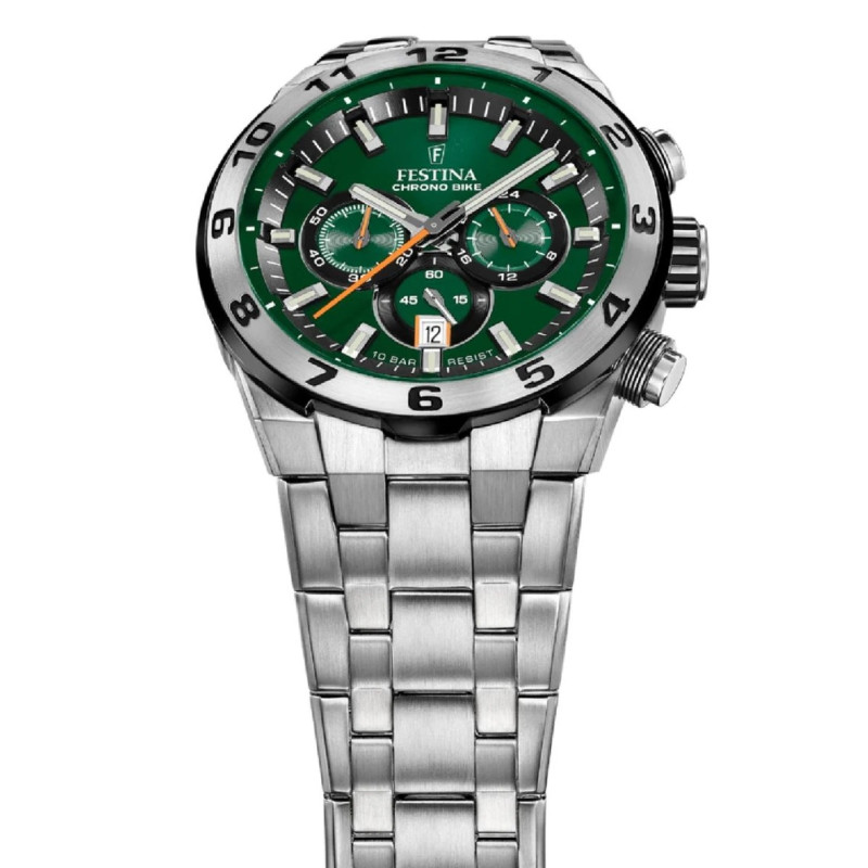 Montre analogique Festina collection Chrono Bike bracelet acier argenté