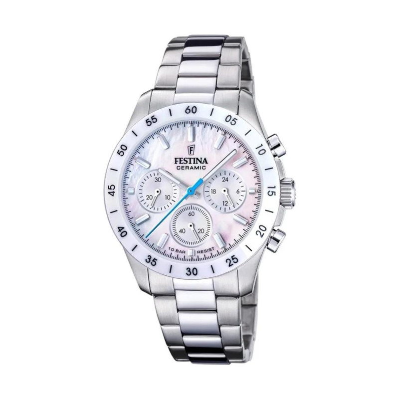 Montre analogique Festina collection Ceramic bracelet acier argenté
