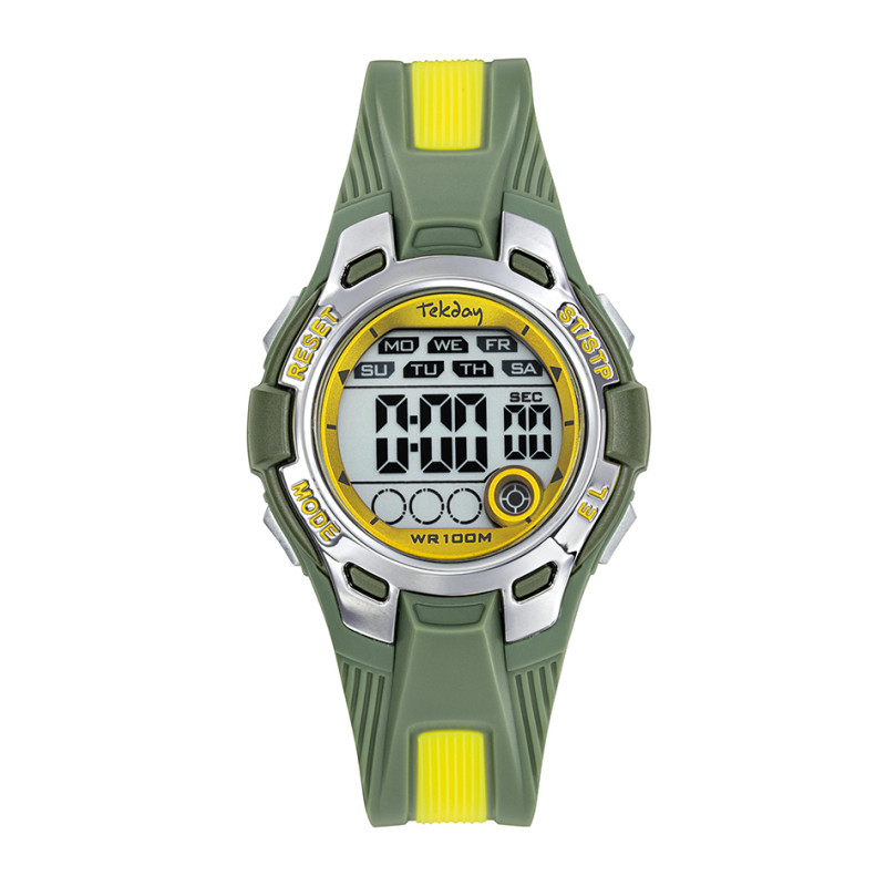 Montre Digitale Tekday Junior bracelet en silicone vert jaune