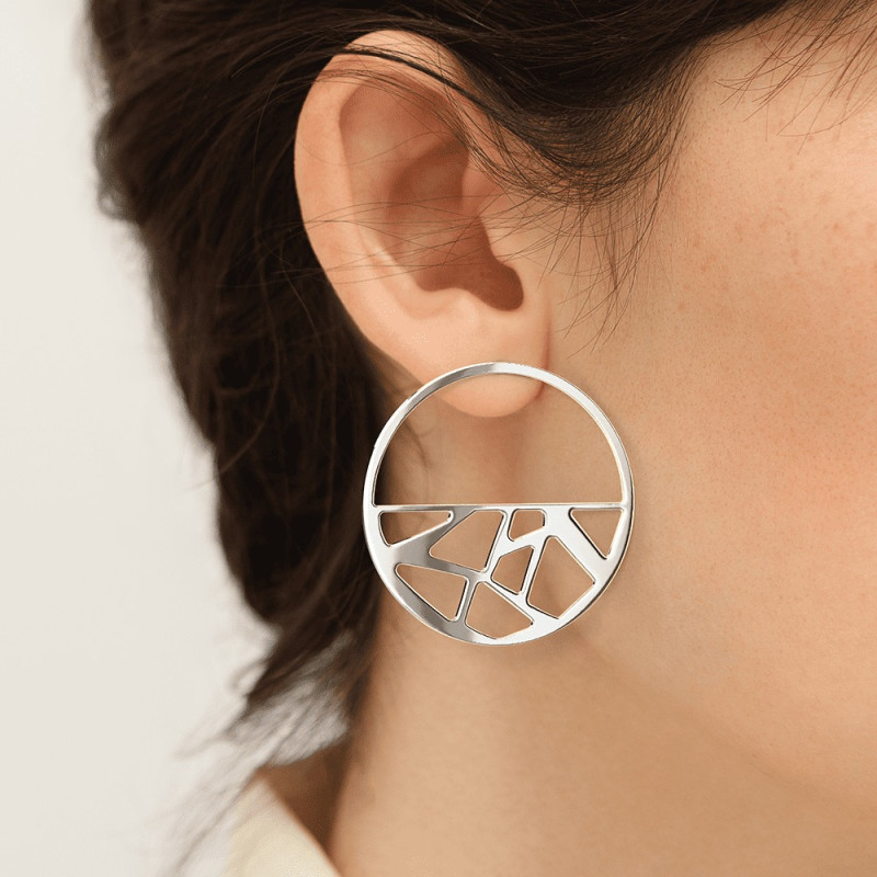 BOUCLES D'OREILLES LES GEORGETTES GIRAFE LAITON ARGENTÉ 43 MM