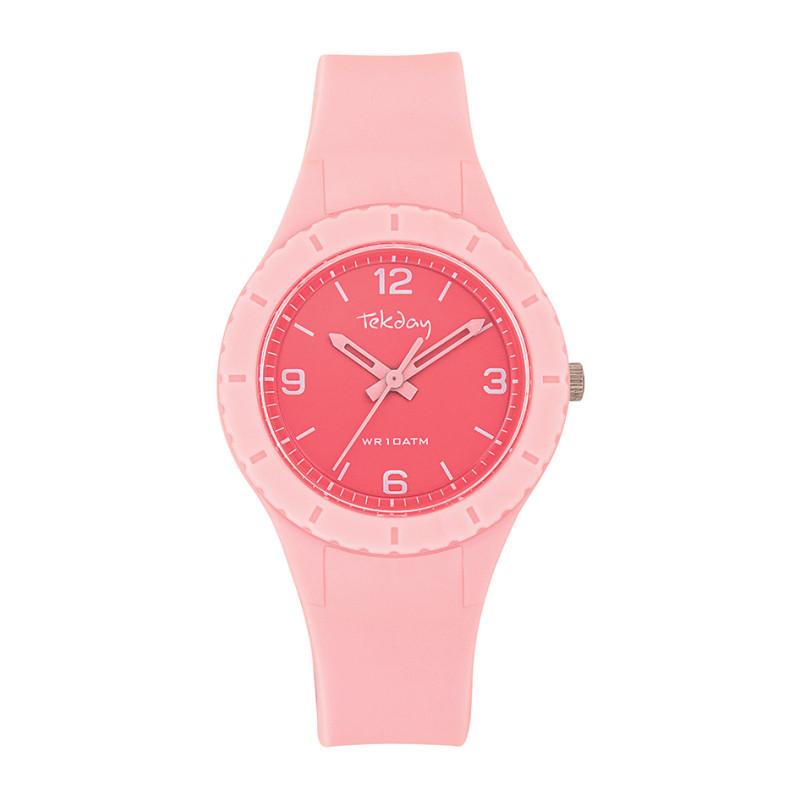 Montre Analogique Tekday Junior bracelet en silicone rose