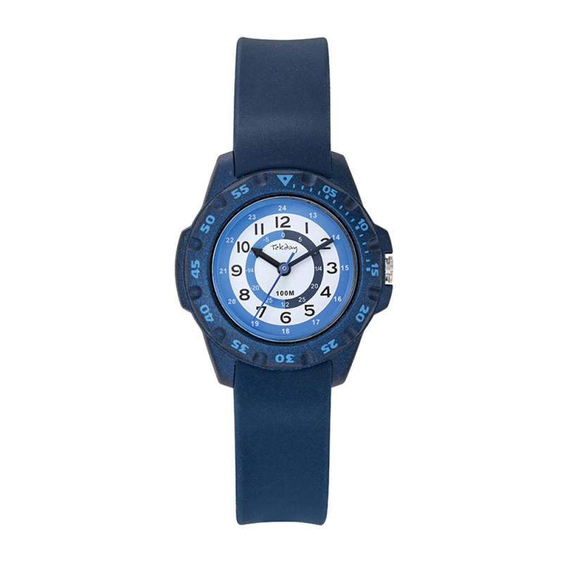 Montre Analogique Tekday Junior bracelet en silicone bleu