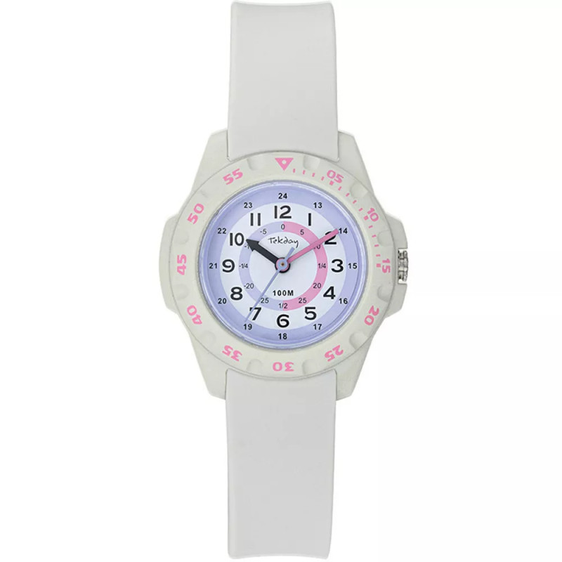 Montre Analogique Tekday Junior bracelet en silicone blanc