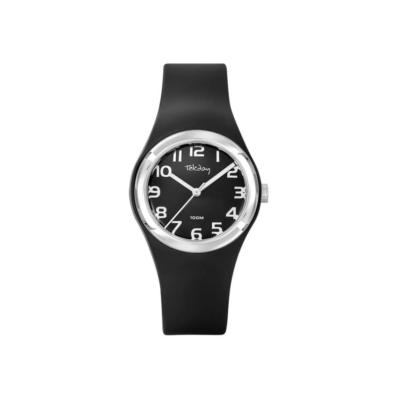 Montre Analogique Tekday Junior bracelet en silicone noir
