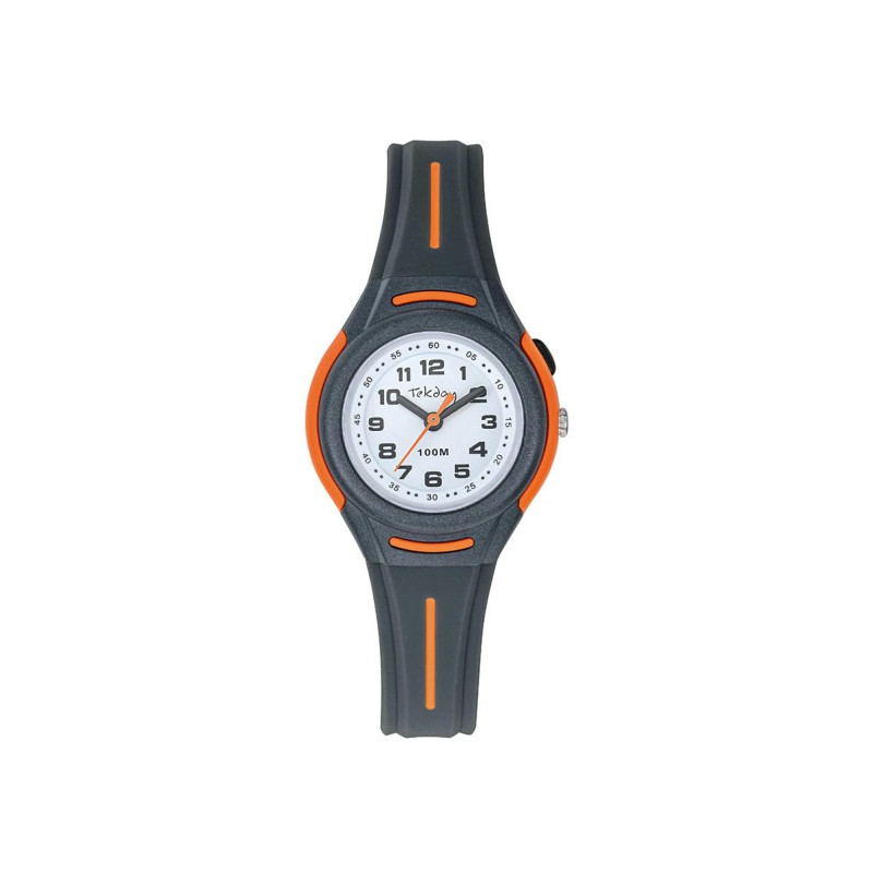 Montre Analogique Tekday Junior bracelet en silicone orange gris