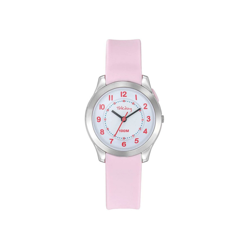 Montre Analogique Tekday Junior bracelet en silicone rose