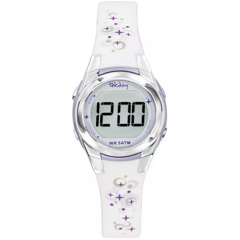 Montre Digitale Tekday Junior bracelet étoilés en silicone blanc