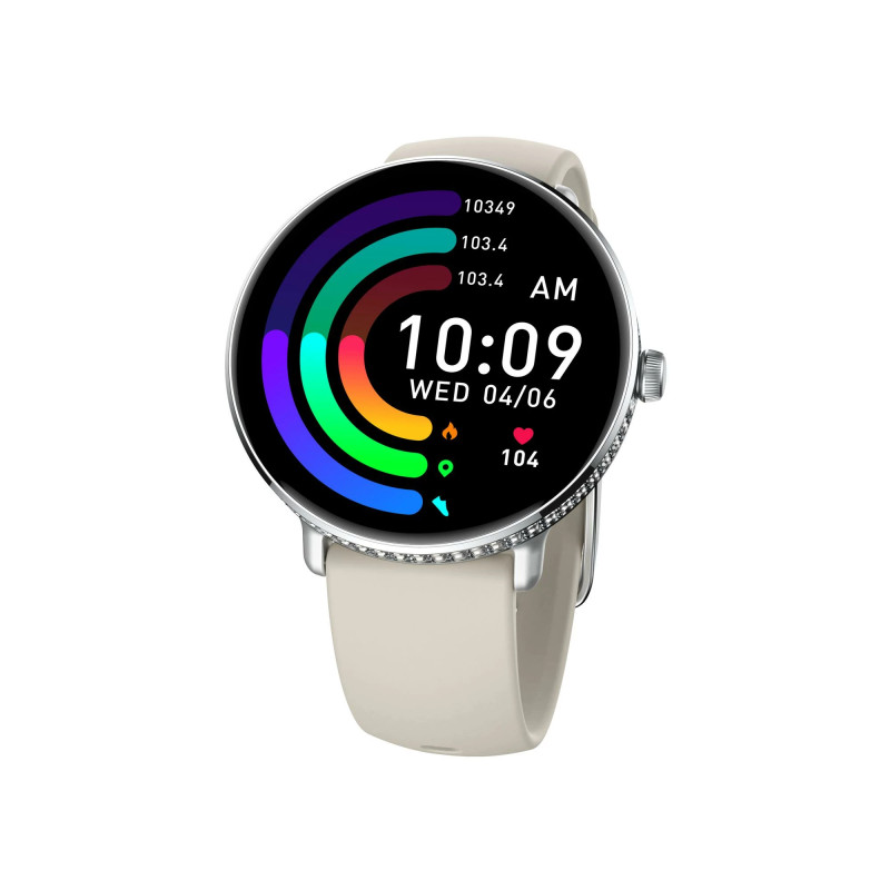 Montre Connectée Smarty Amoled Diamond bracelet Silicone Beige